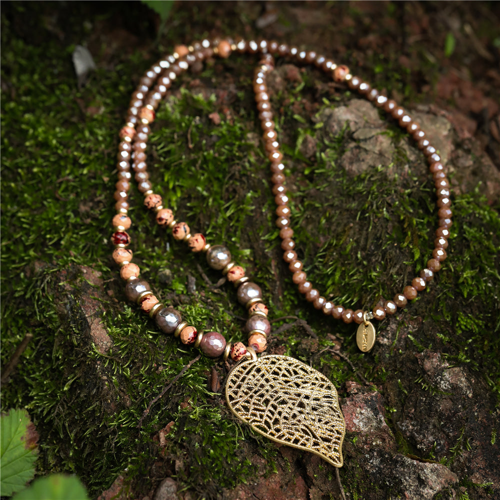 Halskette mit echtem Leopardenjaspis Andreani – Handgemachter Schmuck