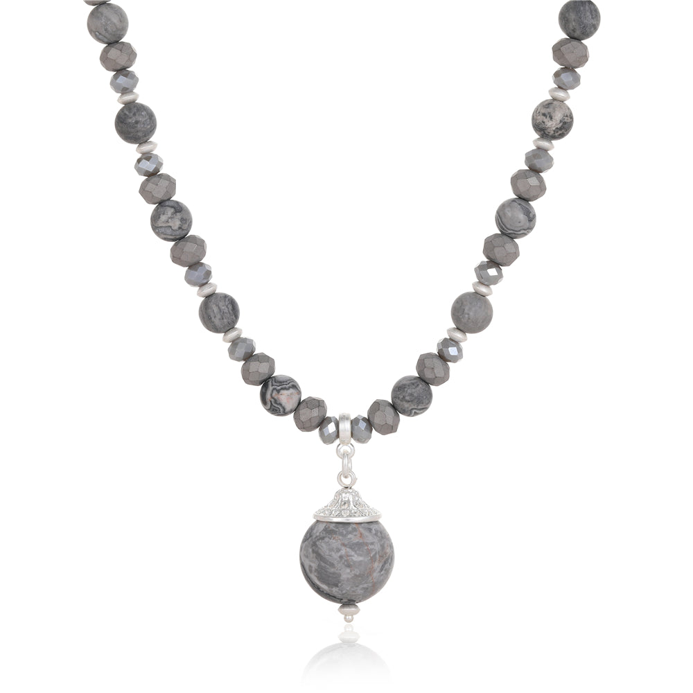 Halskette mit echtem Picasso Jaspis Andreani – Handgemachter Schmuck