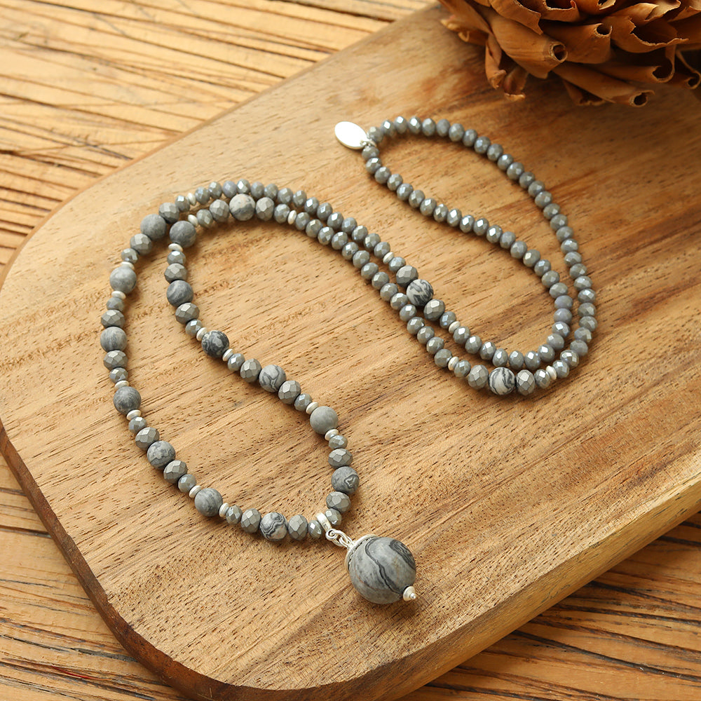Halskette mit echtem Picasso Jaspis Andreani – Handgemachter Schmuck