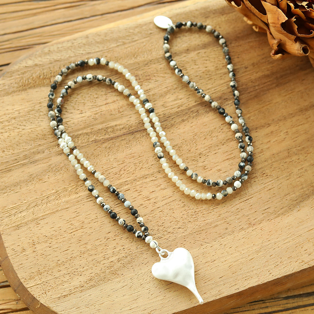 Halskette mit echtem grauem Achat Andreani – Handgemachter Schmuck