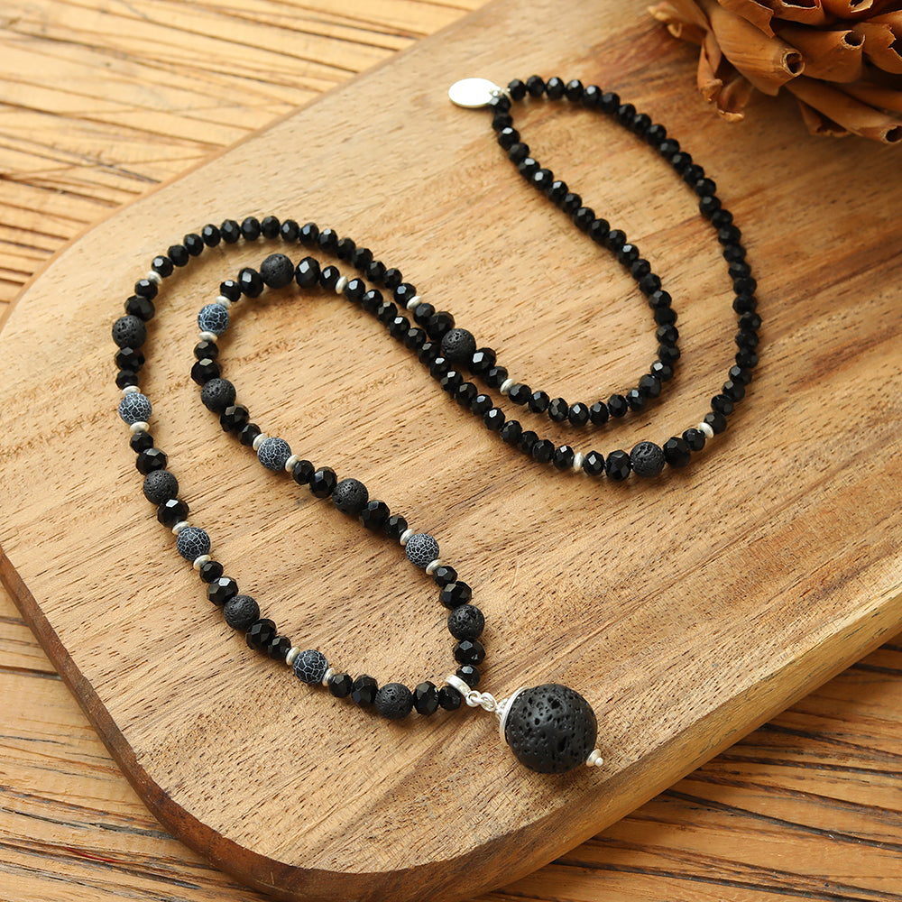 Halskette mit echten Lavasteinen Andreani – Handgemachter Schmuck