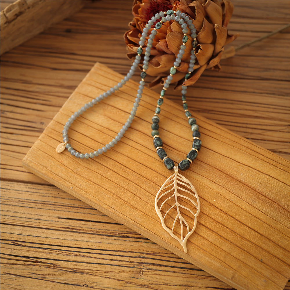 Halskette mit echter afrikanischer grüner Jade Andreani – Handgemachter Schmuck