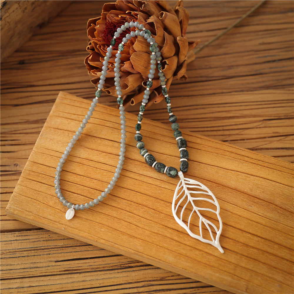 Halskette mit echter afrikanischer grüner Jade Andreani – Handgemachter Schmuck