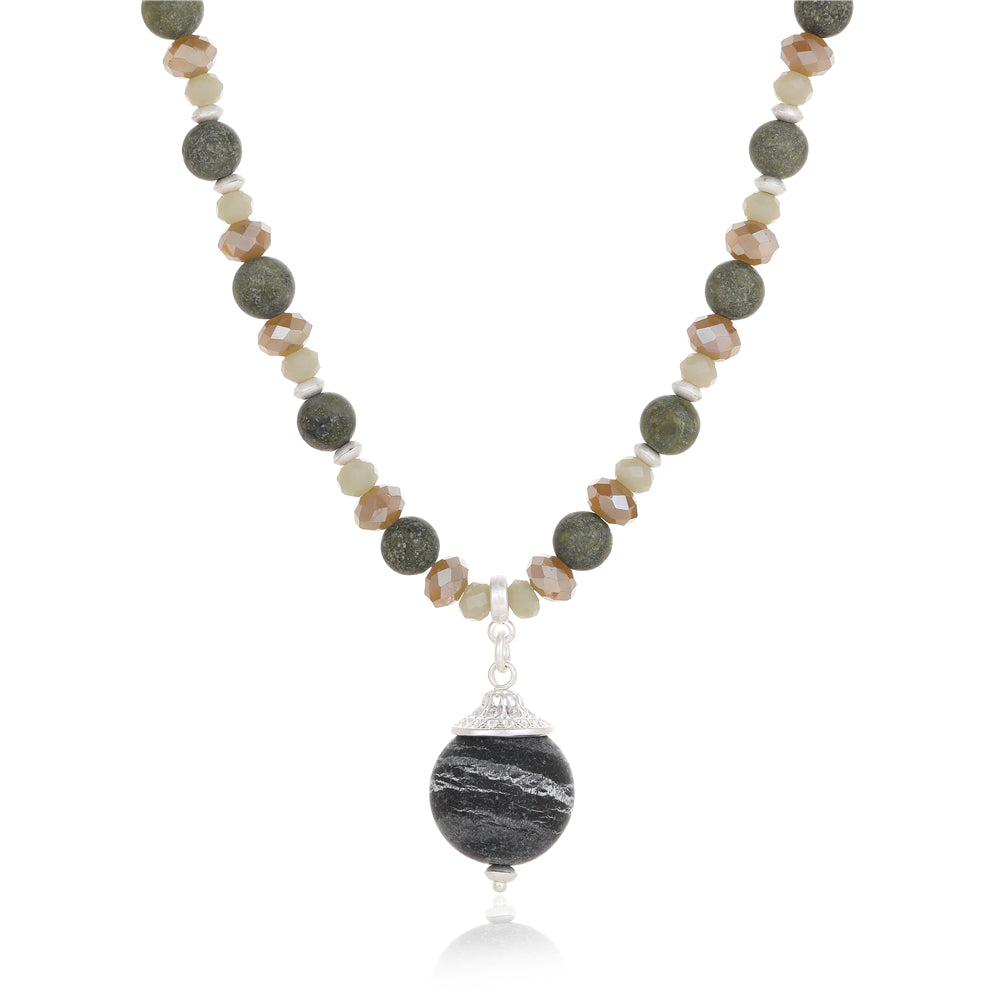 Halskette mit echter afrikanischer grüner Jade Andreani – Handgemachter Schmuck