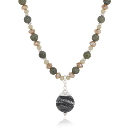 Halskette mit echter afrikanischer grüner Jade Andreani – Handgemachter Schmuck