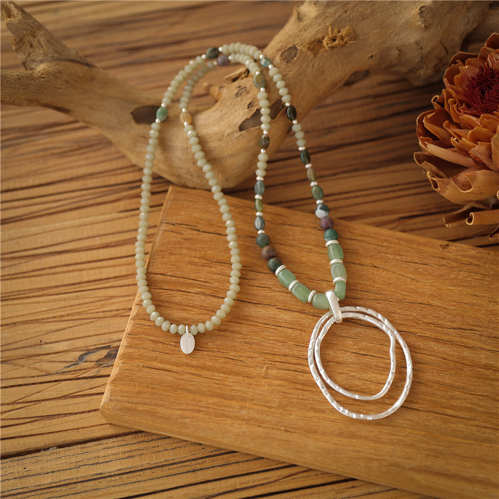 Halskette mit echter grüner Jade Andreani – Handgemachter Schmuck