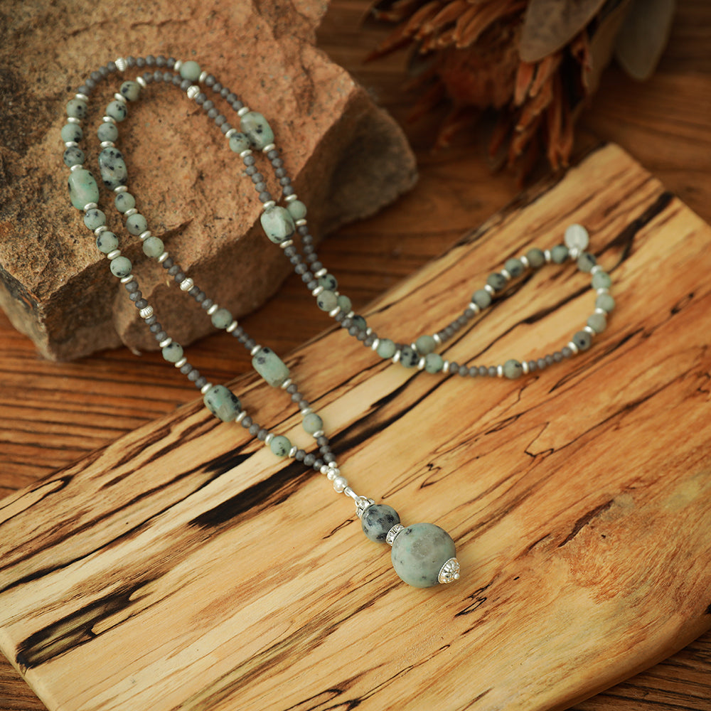 Halskette aus Kiwi Jaspis