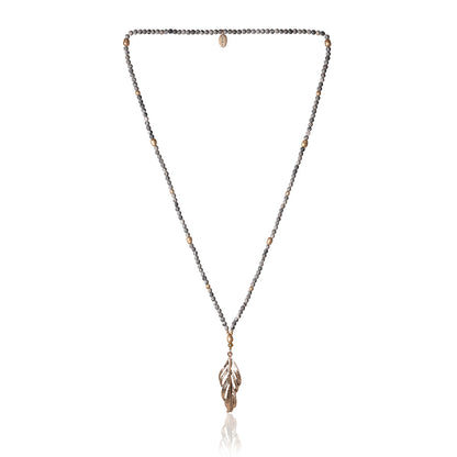 Halskette aus echtem picasso Jaspis mit Federanhänger