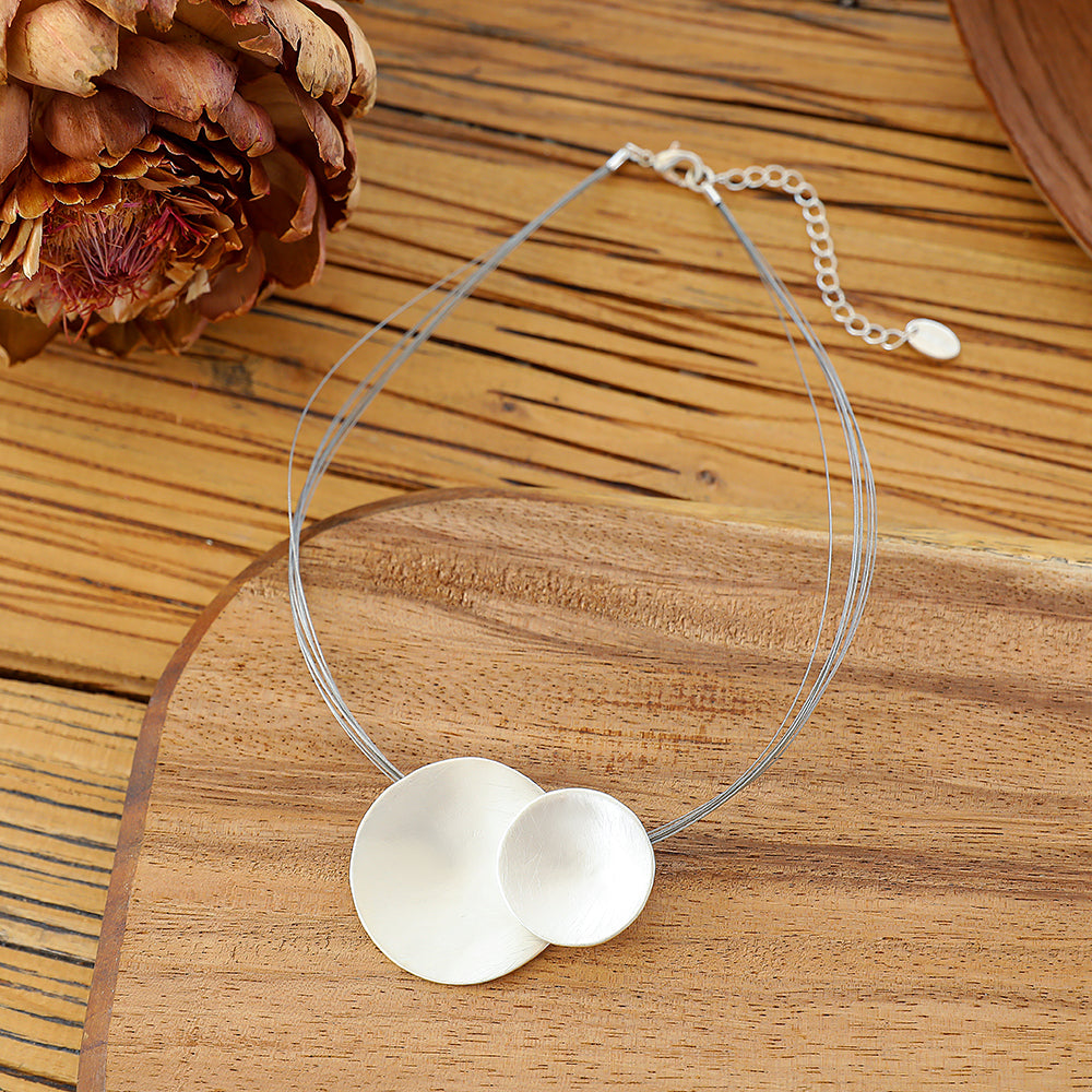 Halskette aus rhodiniertes Metall mit Anhänger (Silber)