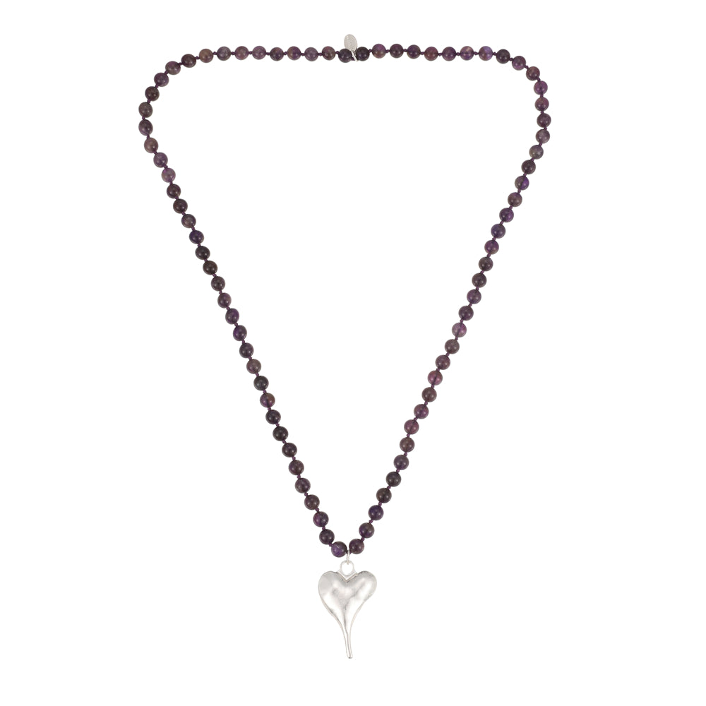 Halskette aus echtem Amethyst mit Herzanhänger