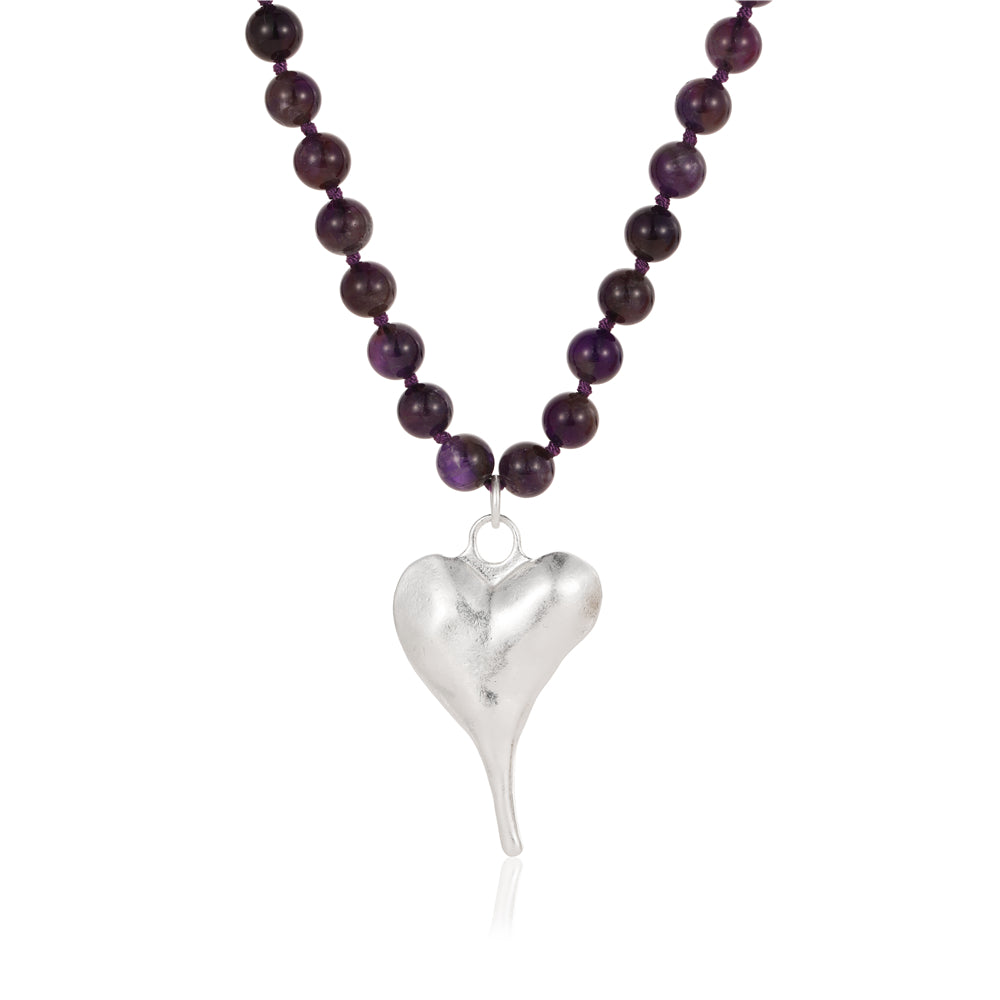 Halskette aus echtem Amethyst mit Herzanhänger