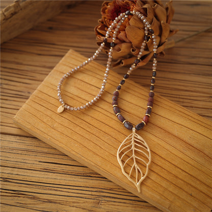 Geschenkset mit echtem braunem Jaspis – Halskette, 5-teiliges Armband-Set &amp; Schal