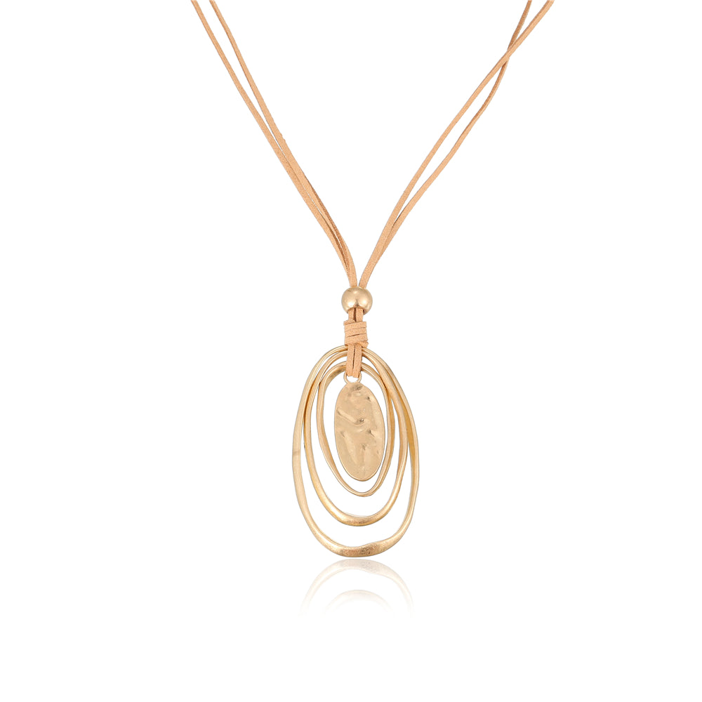 Valo Halskette aus Velur mit rhodiniertem Metall in Beige/Gold
