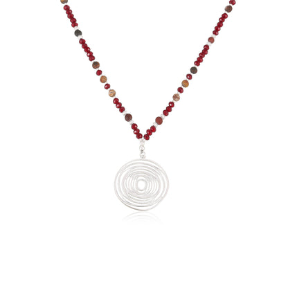 Halskette aus braunem Jaspis mit Spiralanhänger