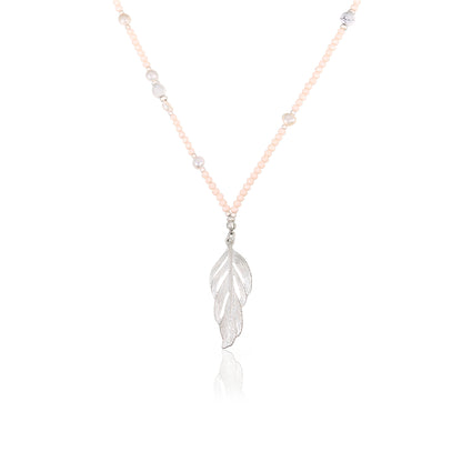 Halskette aus echten Süsswasserperlen mit Federanhänger