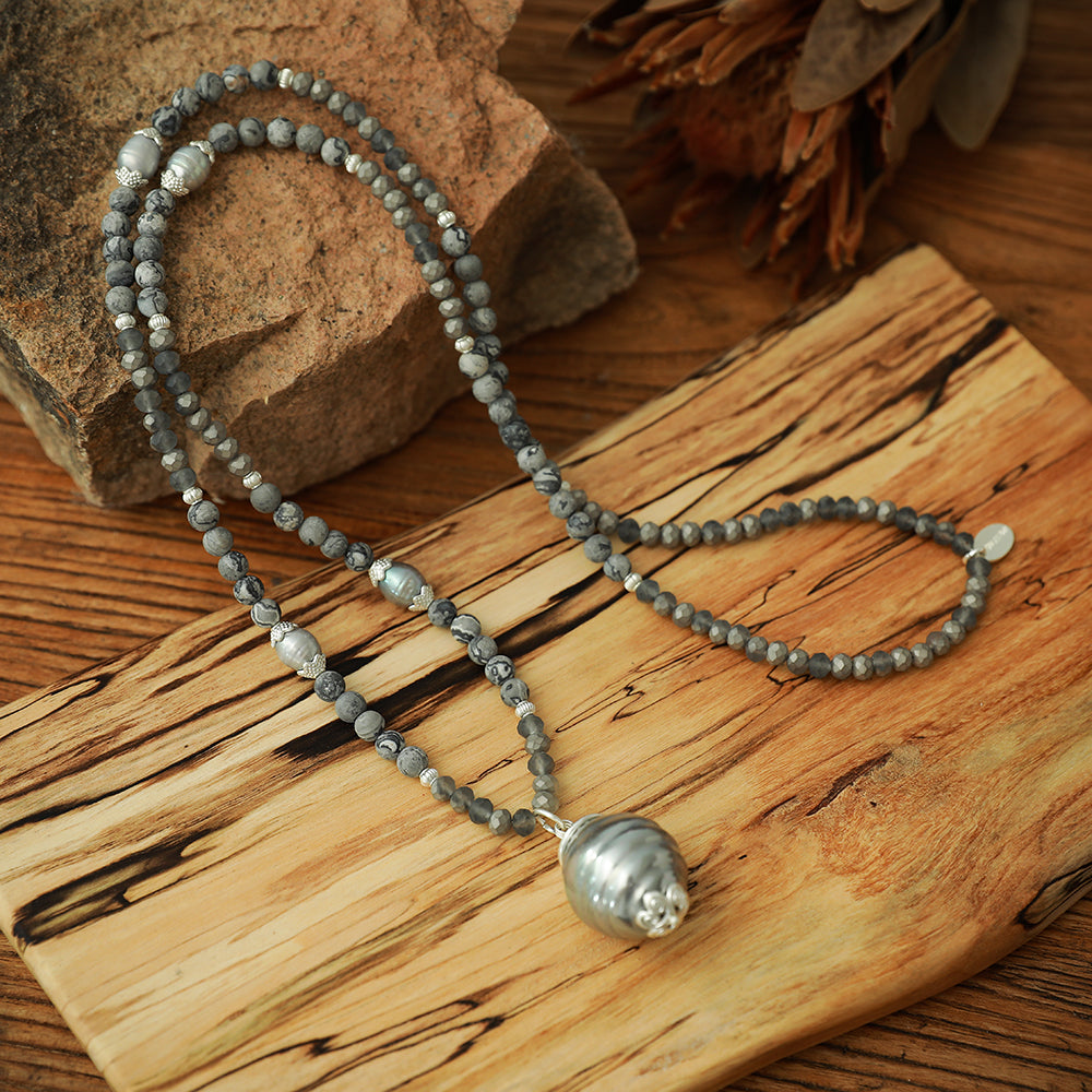 Halskette aus echtem Picasso Jaspis