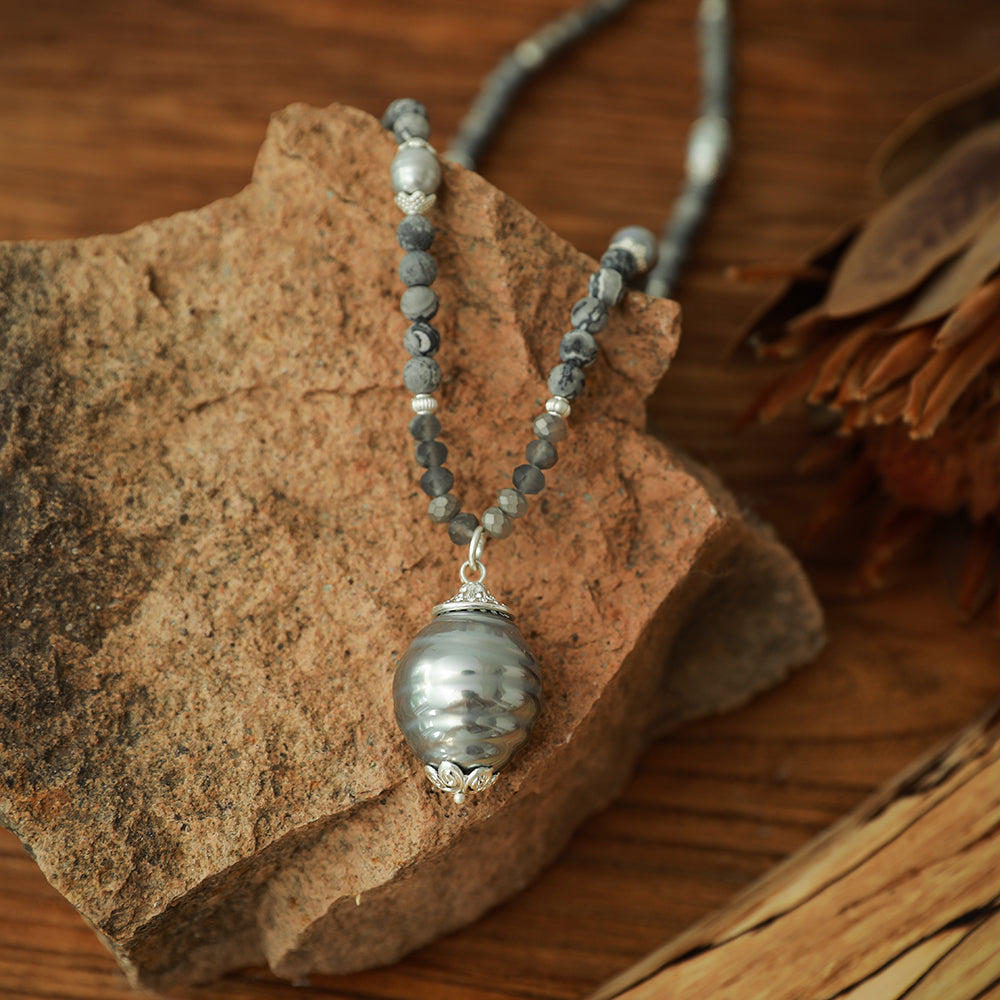 Halskette aus echtem Picasso Jaspis