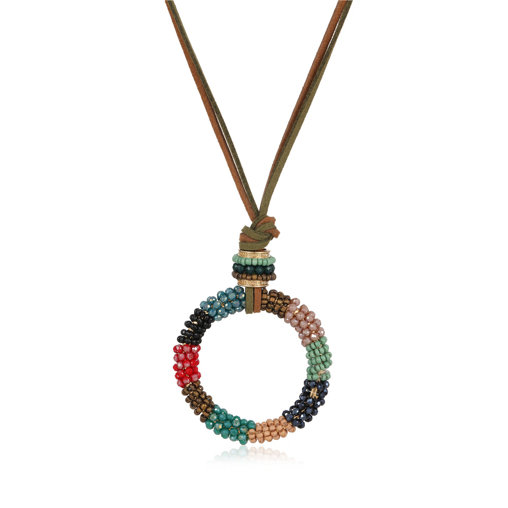 Valo Halskette aus Velur mit echtem Glas