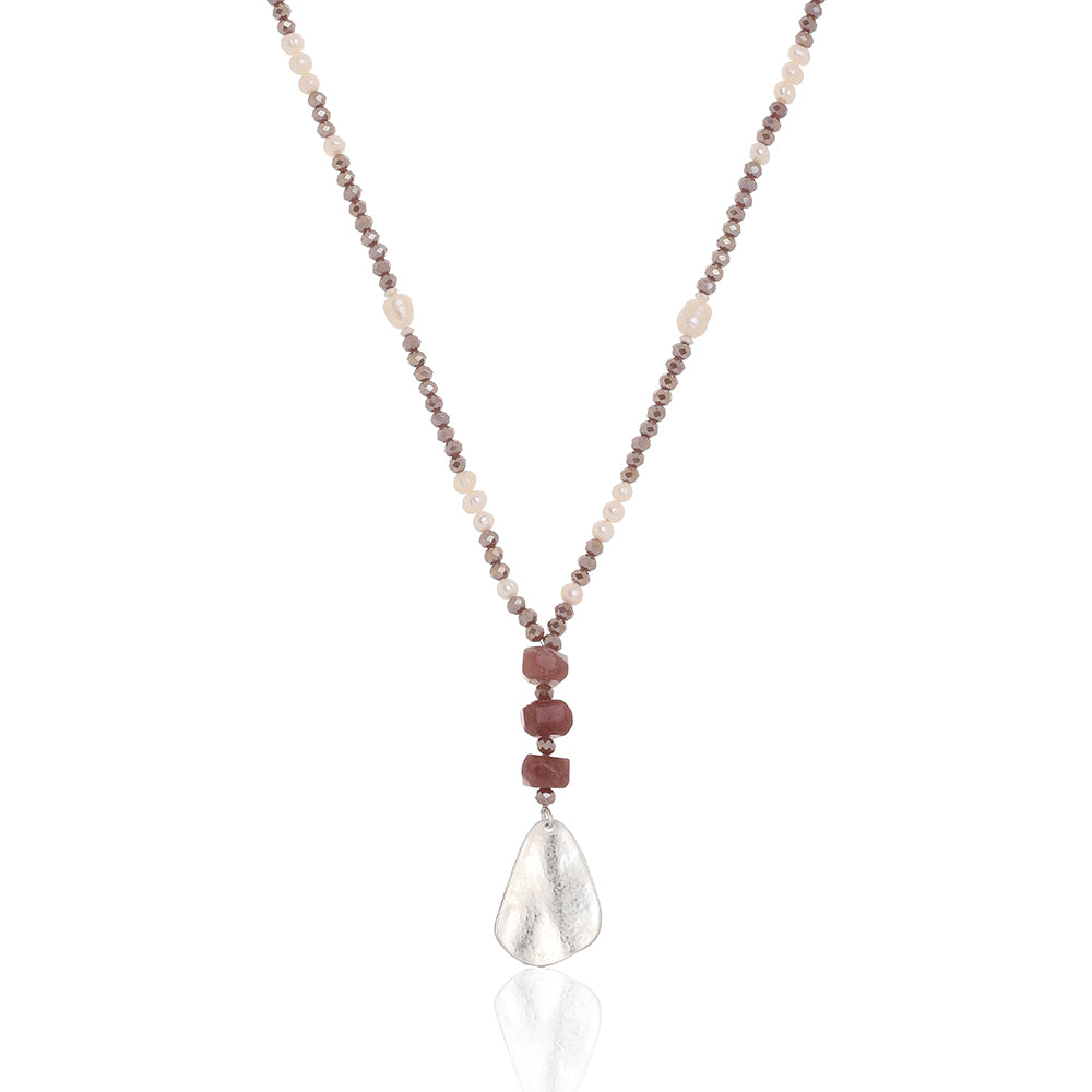 Halskette aus echten Süsswasserperlen und Aventurin