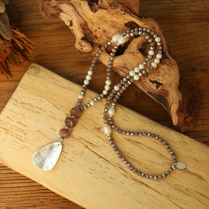 Halskette aus echten Süsswasserperlen und Aventurin