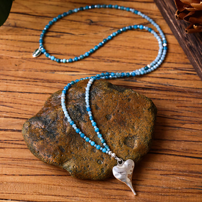 Halskette aus echtem Apatit mit Herzanhänger