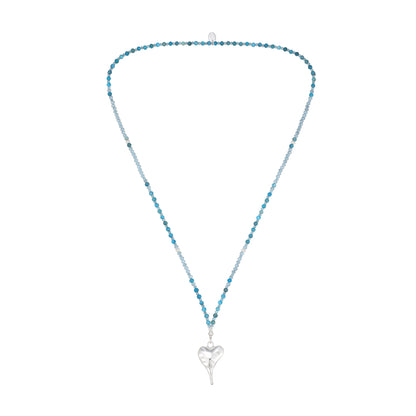 Halskette aus echtem Apatit mit Herzanhänger