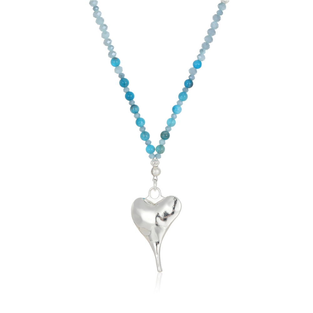 Halskette aus echtem Apatit mit Herzanhänger