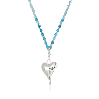 Halskette aus echtem Apatit mit Herzanhänger