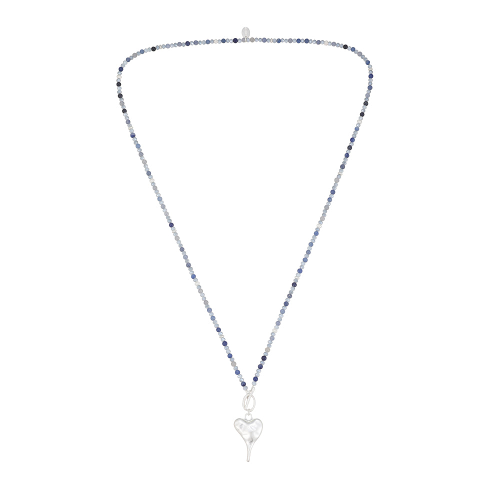 Halskette aus echtem Blauem Aventurin mit Herzanhänger