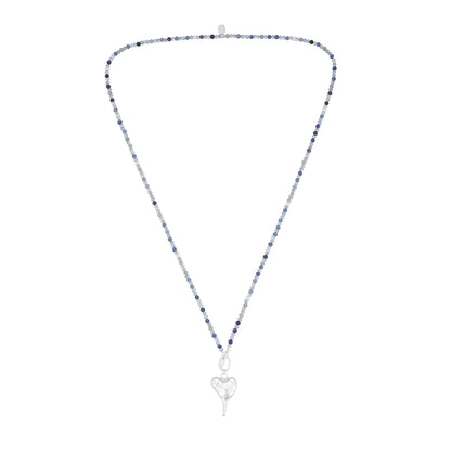 Halskette aus echtem Blauem Aventurin mit Herzanhänger