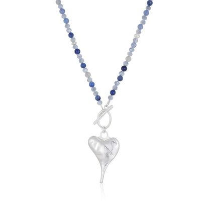 Halskette aus echtem Blauem Aventurin mit Herzanhänger