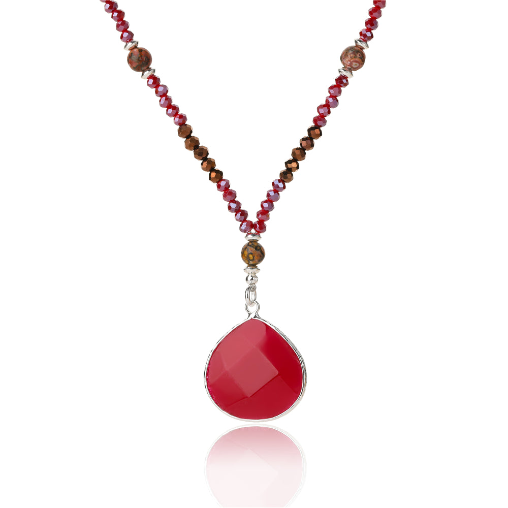 Kette mit Tropfsteinanhänger aus Leoparden Jaspis