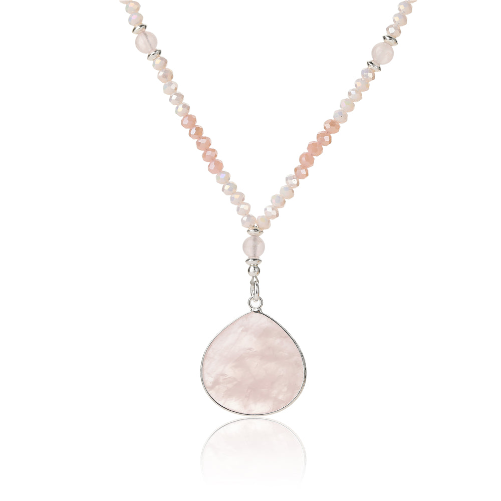 Kette mit Tropfsteinanhänger aus Rosenquarz
