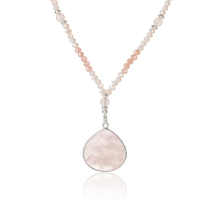 Kette mit Tropfsteinanhänger aus Rosenquarz