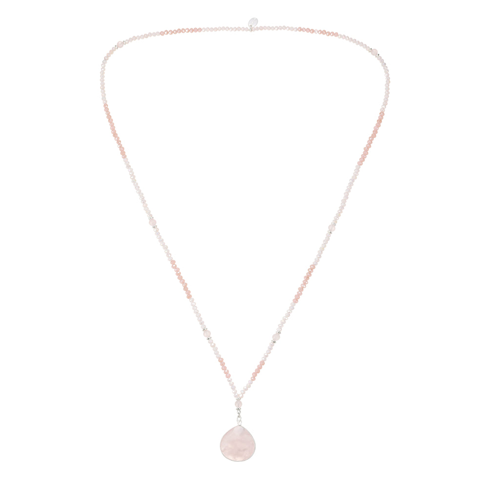 Kette mit Tropfsteinanhänger aus Rosenquarz