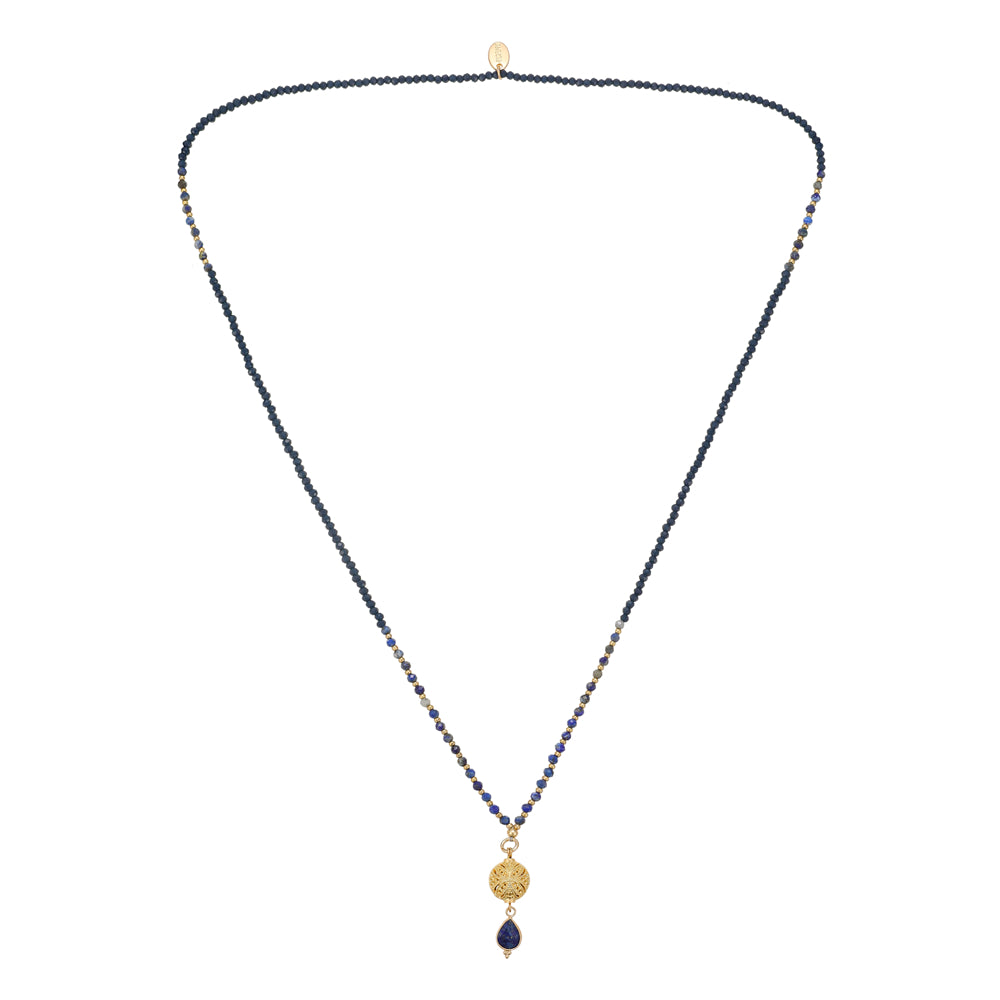 Kette mit Kugelanhänger aus Sodalith in Gold