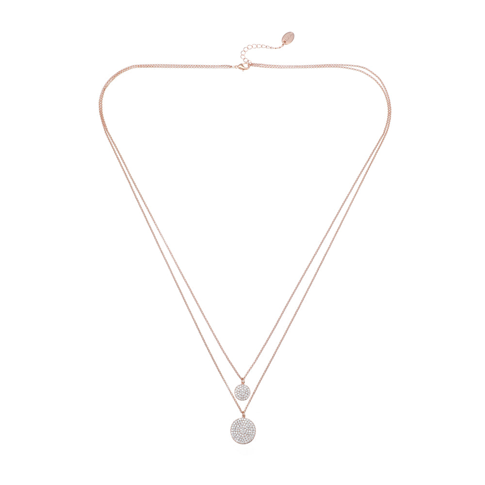 Glitzernde Layering-Halskette aus hochwertigem rhodiniertem Metall in Roségoldfarben