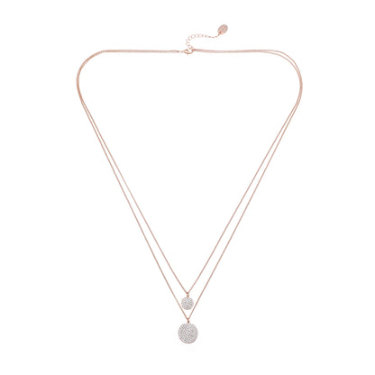Glitzernde Layering-Halskette aus hochwertigem rhodiniertem Metall in Roségoldfarben