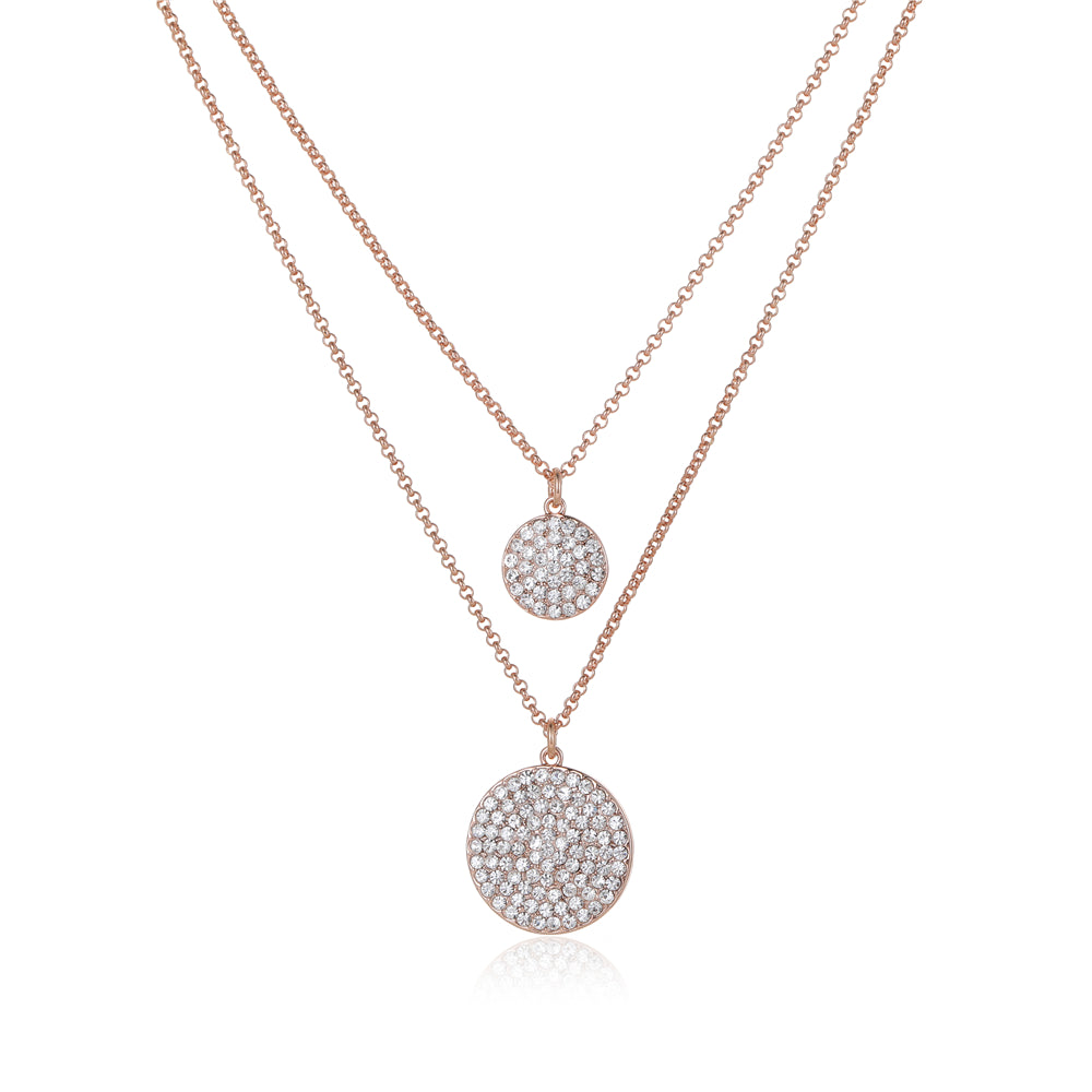 Glitzernde Layering-Halskette aus hochwertigem rhodiniertem Metall in Roségoldfarben