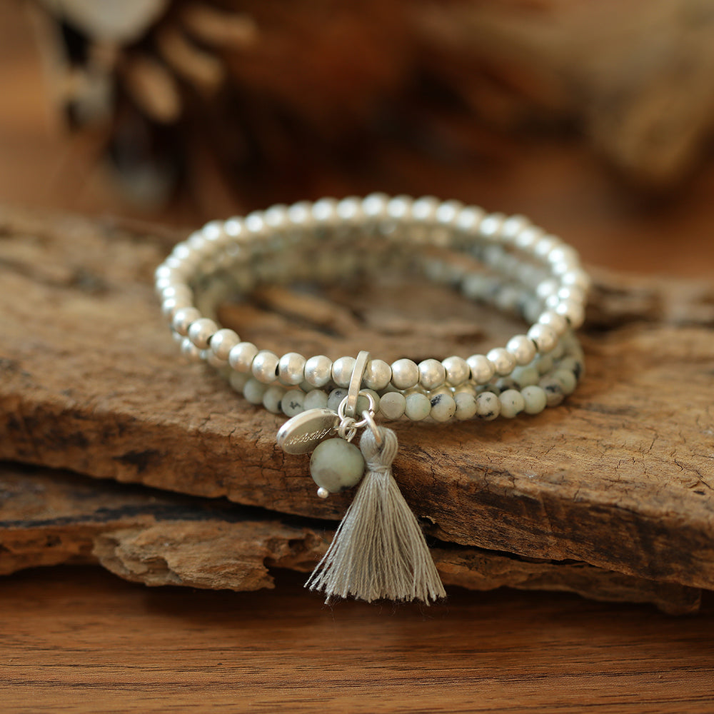 Armband aus echtem Kiwi Jaspis mit Quaste