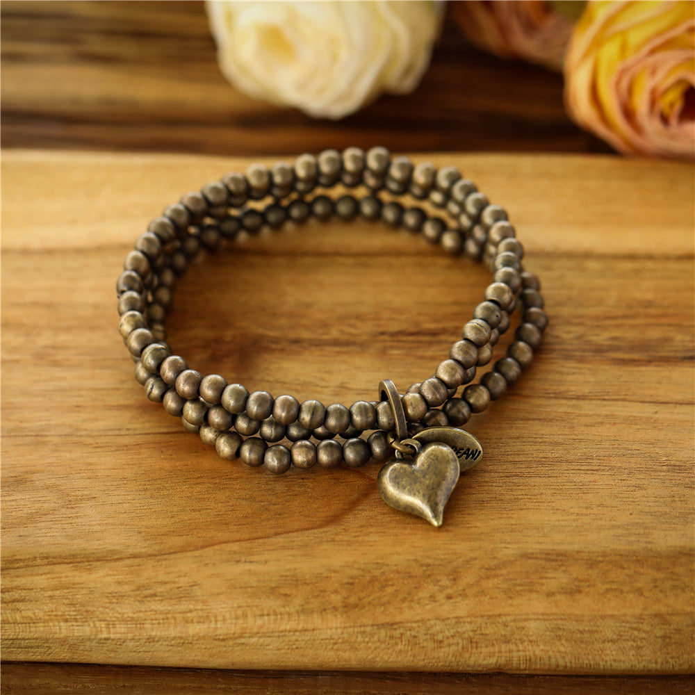 Armband aus hochwertigem rhodiniertem Metall mit Herzanhänger