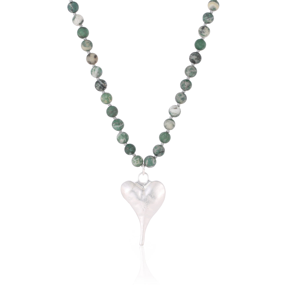 Halskette aus echter natürlicher Jade mit Herzanhänger