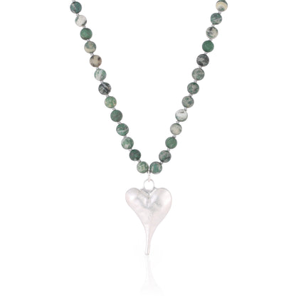 Halskette aus echter natürlicher Jade mit Herzanhänger