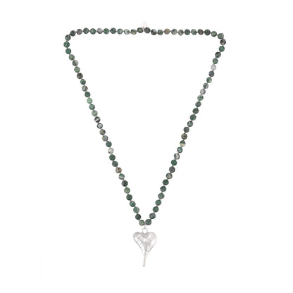 Halskette aus echter natürlicher Jade mit Herzanhänger