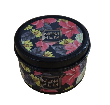 Rote Blumen Duftkerze in der Dose