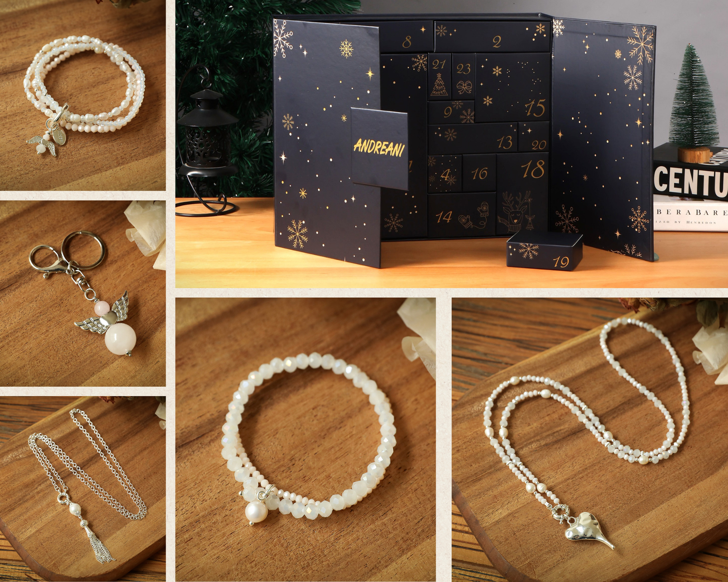 SCHMUCK Adventskalender mit hochwertigen echten Perlen (silberfarbig).