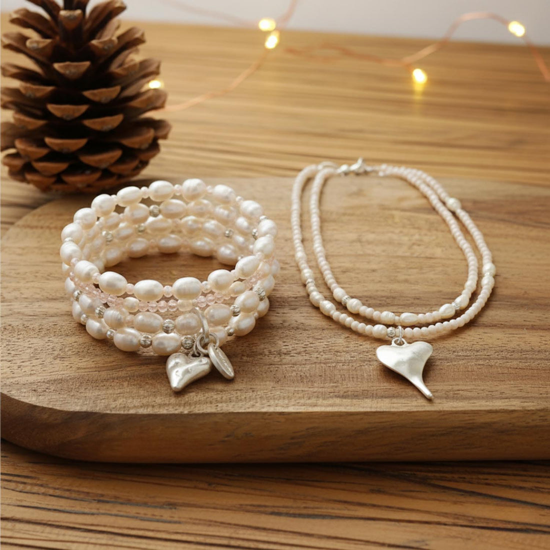 Perlen Herz Set - Sanfte Eleganz