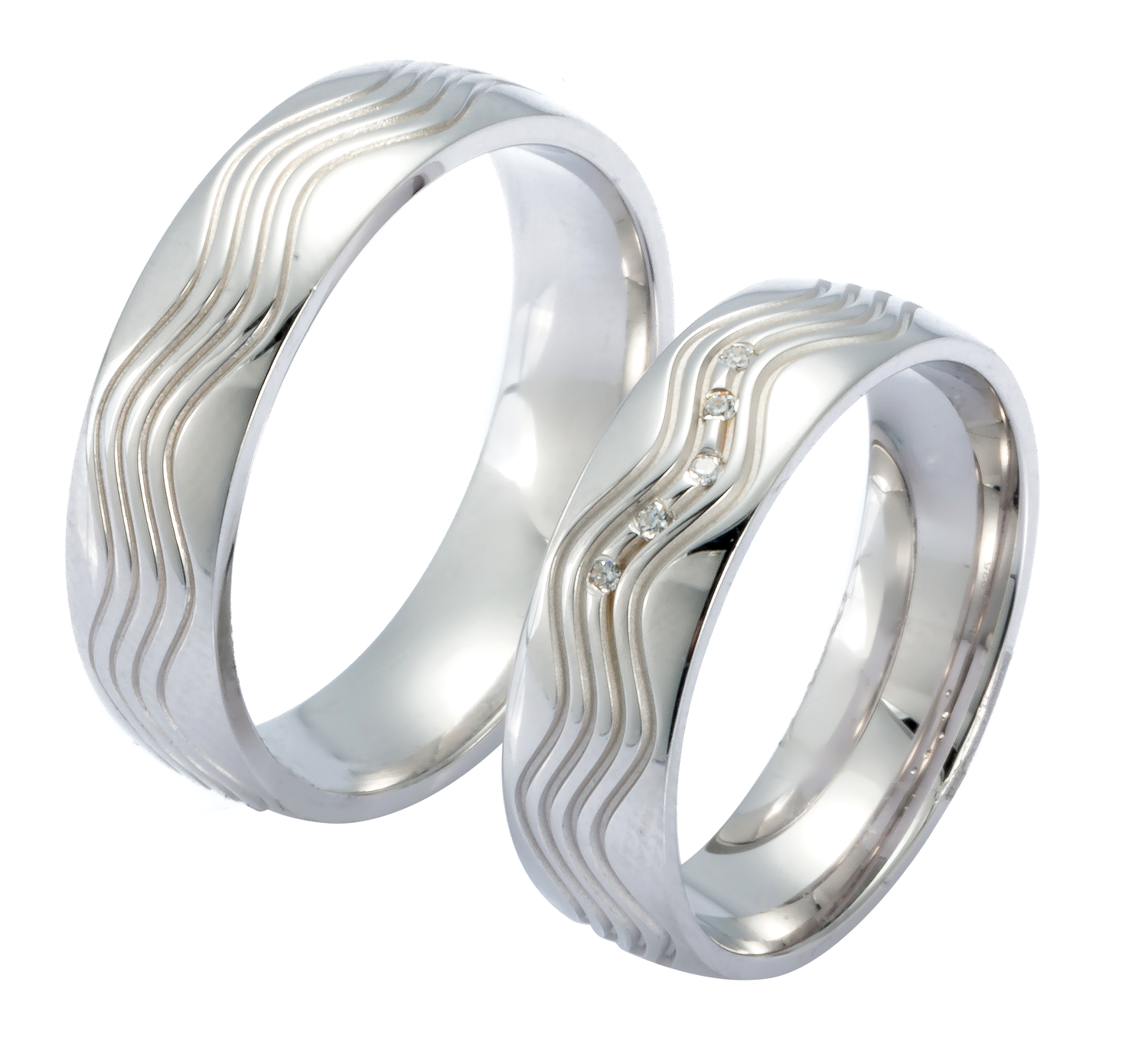 Ring Silber 925  mit Wellenmuster, Partnerringe