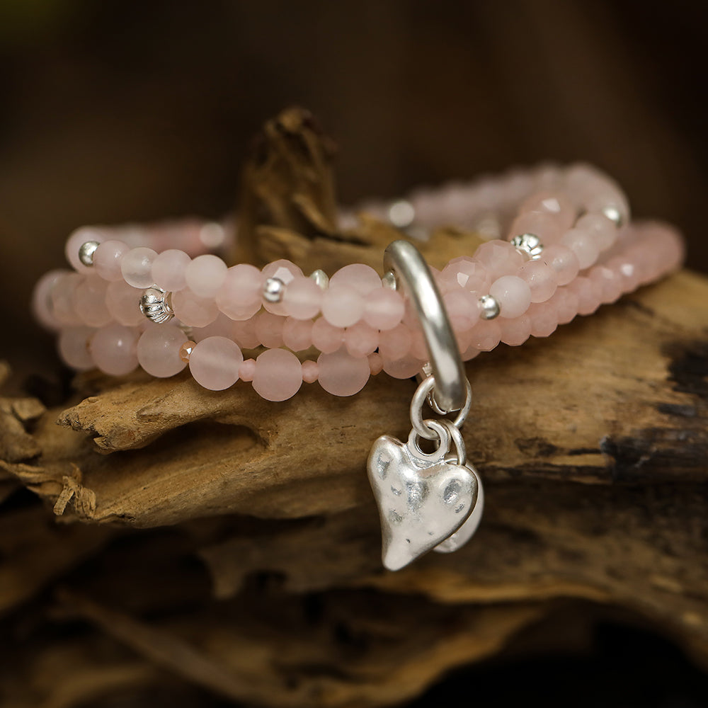 Armband mit echtem Rosenquarz Andreani – Handgemachter Schmuck