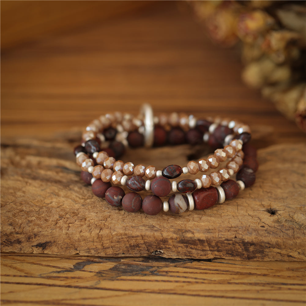 Armband mit echtem braunem Jaspis Andreani – Handgemachter Schmuck